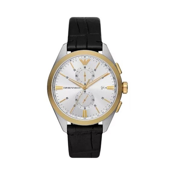 NWT Authentic Emporio Armani Claudio Chronograph Quartz Silver Dial Men's Watch - Picture 1 of 4